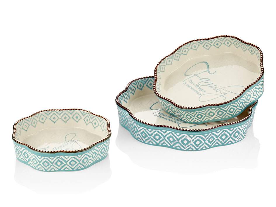 TURQUOISE 3 PIECE ROUND OVEN BOX 20x25x30 CM (4)