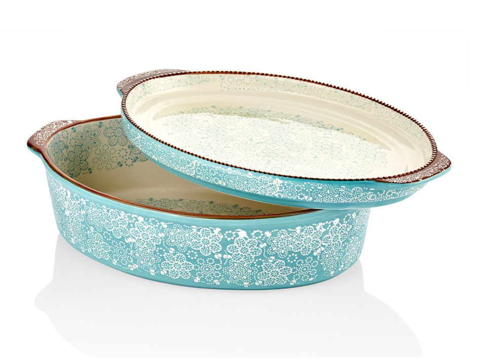 OVAL SERVICE WITH TURQUOISE COVER 34x22x3 CM (4)