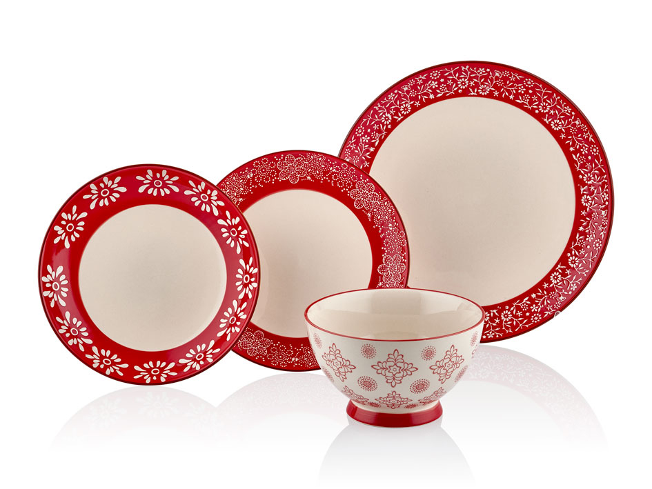 COUNTRY RED 24 PIECES DINNER SET (2)